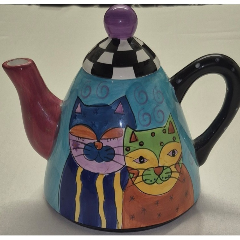 VTG Collectible Milson & Louis Ceramic hand painted teapot whimsical cat art